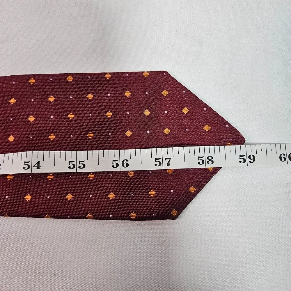 NH 1888‎ 100% Silk Made in Italy Men Tie Geometric Red 3.5
